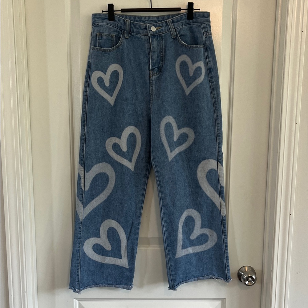 Unbranded high rise heart print jeans